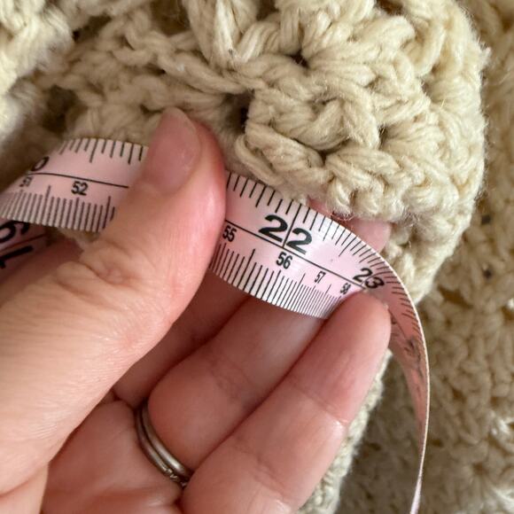 Vintage Hand Knit Collared Open Front Open Bell Sleeve Cardigan | Large - Picture 6 of 6